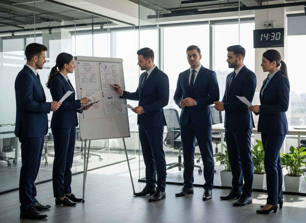 Professionelles Security Team bei der Einsatzbesprechung